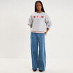 Jean large taille mi-haute &agrave; pinces denim double stone femme