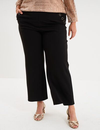 Pantalon large &agrave; pont noir femme grande taille