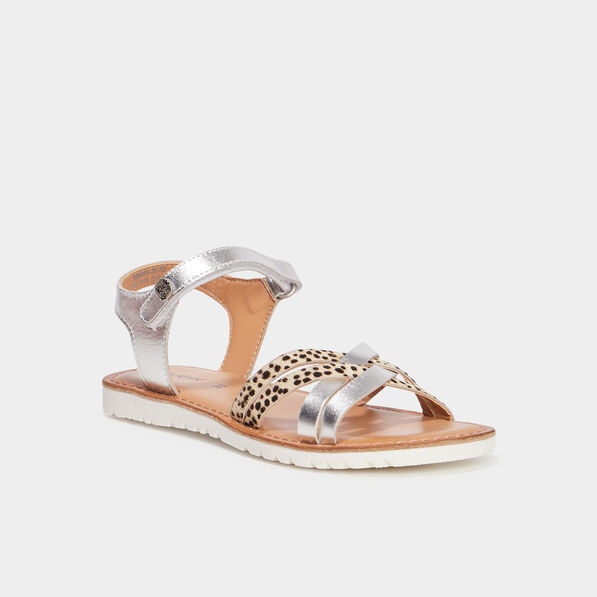 sandales en cuir kickers betternew gris argent fille Sandales en cuir Kickers Betternew gris argent fille