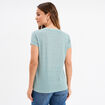 T-shirt col en V manches courtes bleu gris femme