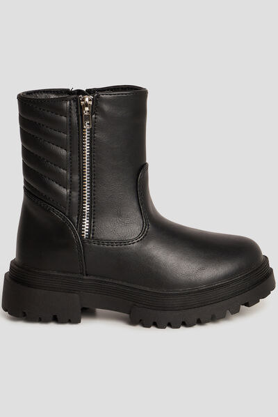 Bottines motardes détails zippés noir fille