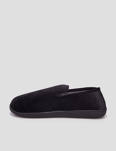 Pantoufles fourr&eacute;es bout rond noir homme