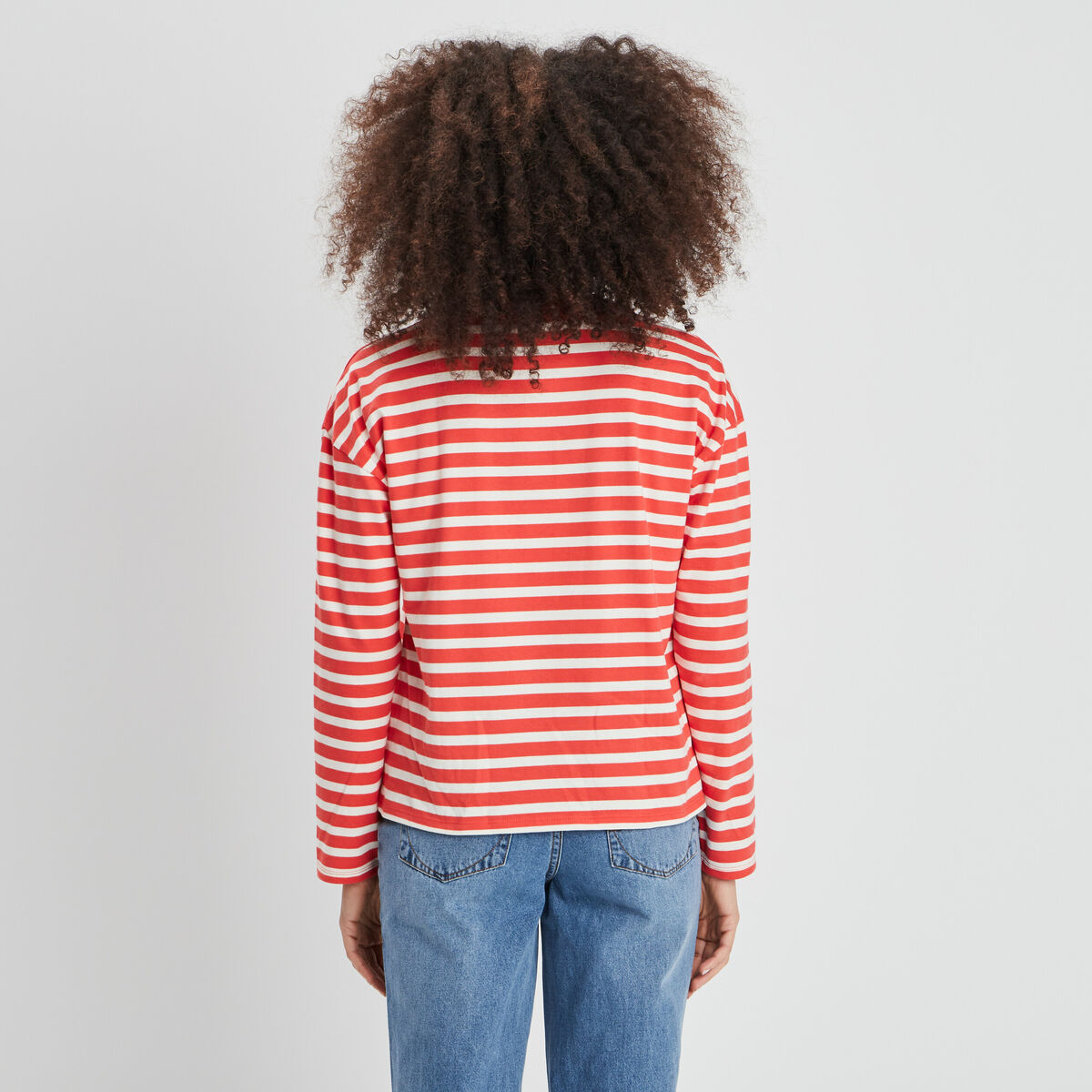 T-shirt marinière manches longues Creeks rouge femme