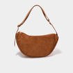 Sac banane effet su&eacute;dine camel femme