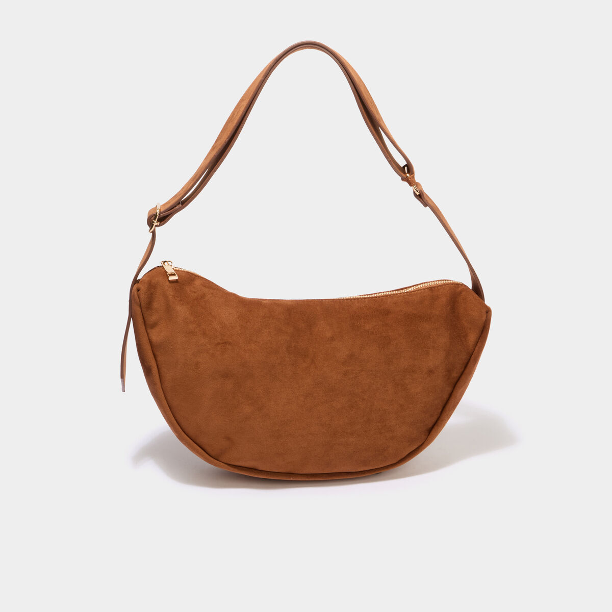 Sac banane effet su&eacute;dine camel femme