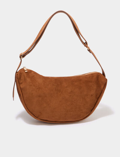 Sac banane effet su&eacute;dine camel femme
