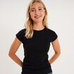 T-shirt ajust&eacute; col rond manches courtes noir femme