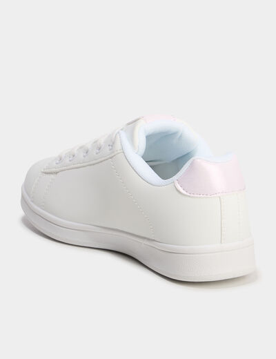 Tennis basses à lacets et sequins blanc fille