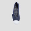 Ballerines en toile avec noeuds bleu marine femme