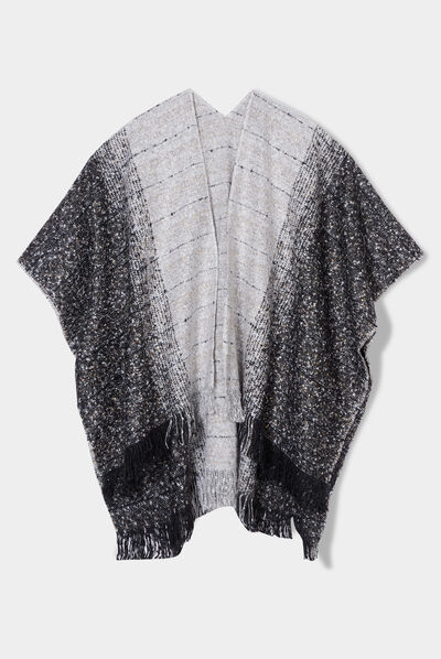 Poncho avec franges multicolore femme