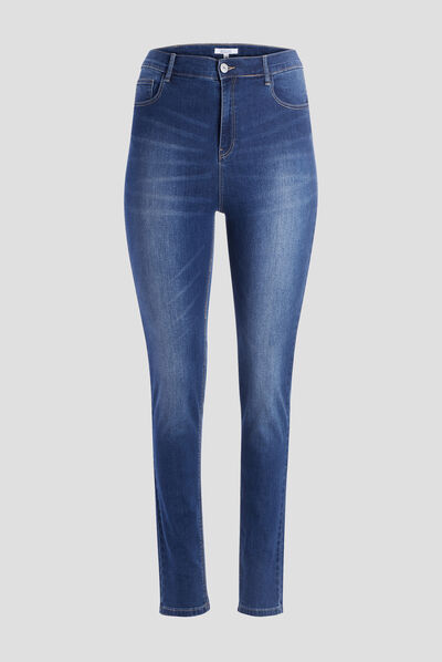Jeans slim taille ajustable denim brut femme grande taille