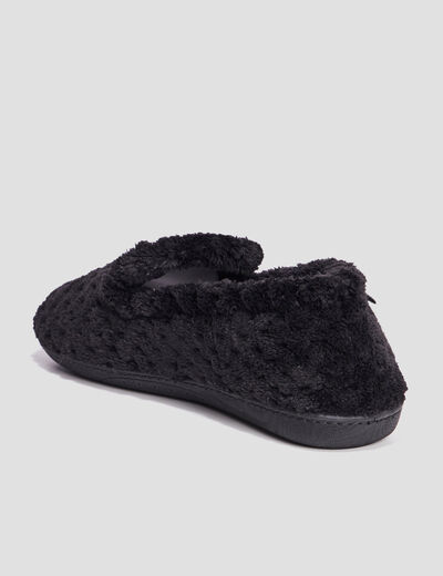 Pantoufles anti-d&eacute;rapantes fourr&eacute;es noir femme