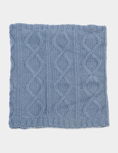 Tour de cou &agrave; torsades doubl&eacute; bleu homme