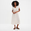 Robe chemise longueur genou ceinturée beige femme