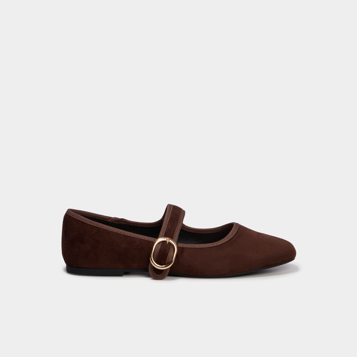 Ballerine femme su&eacute;dine &agrave; bride marron fonc&eacute; femme