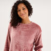 Haut de pyjama sweat polaire torsad&eacute; rose framboise femme