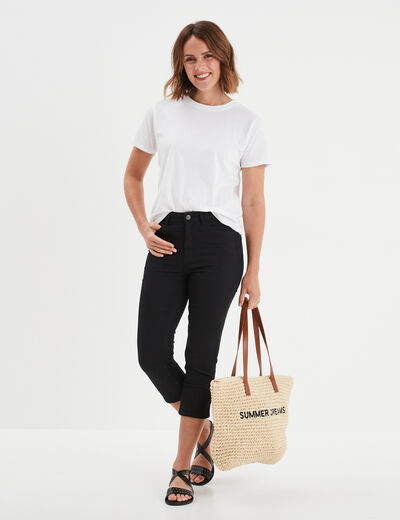 Pantacourt slim 5 poches noir femme