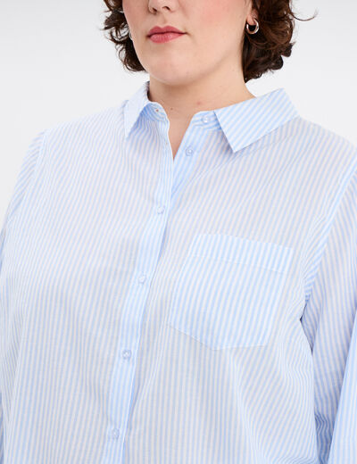 Chemise manches longues ajustée coton blanc femme grande taille