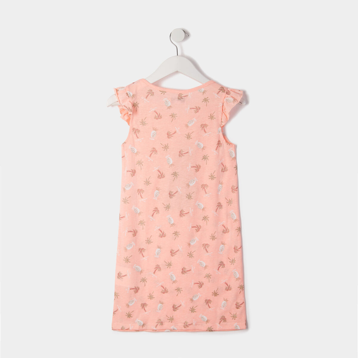 Chemise de nuit droite orange corail fille