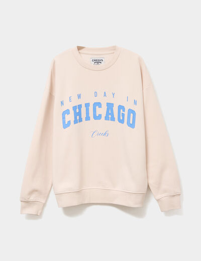 Sweat oversize manches longues sable femme