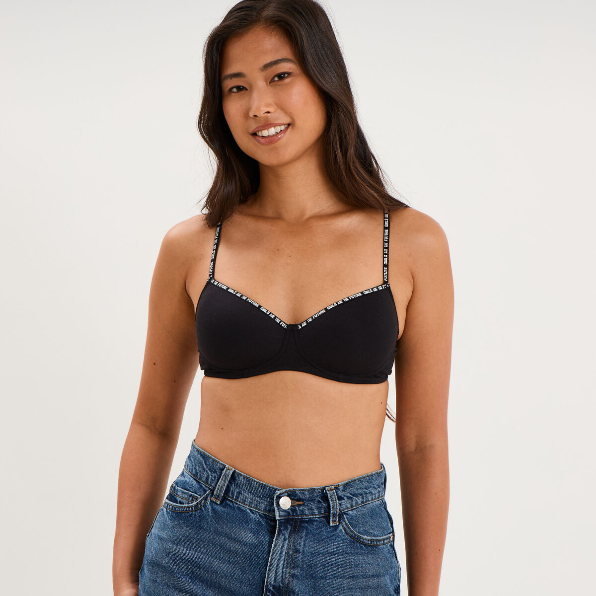 Soutien-gorge triangle padd&eacute; noir femme