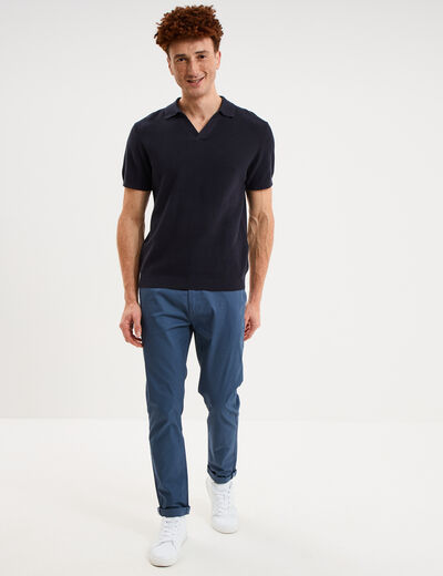 Pantalon chino slim stretch bleu gris homme
