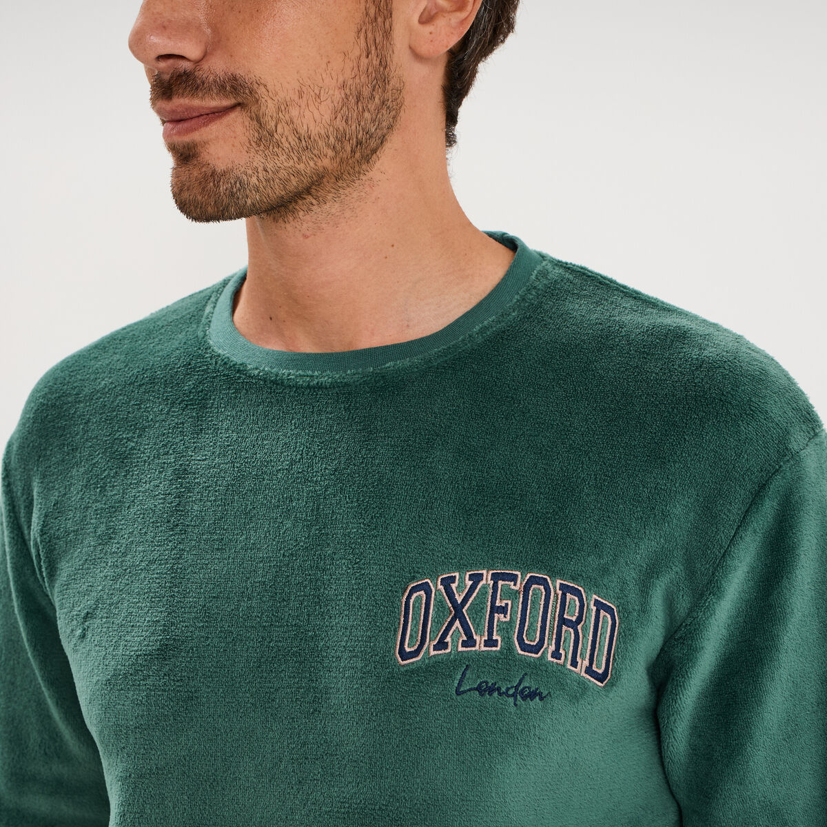 Ensemble pyjama velours avec pantalon vert homme