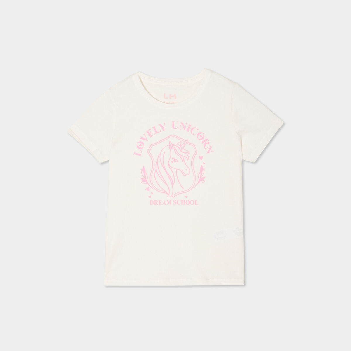 T-shirt droit manches courtes coton ivoire fille