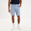 Bermuda short chino droit coton stretch bleu gris homme