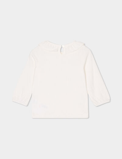 T-shirt col à volants coton Creeks blanc bébé fille