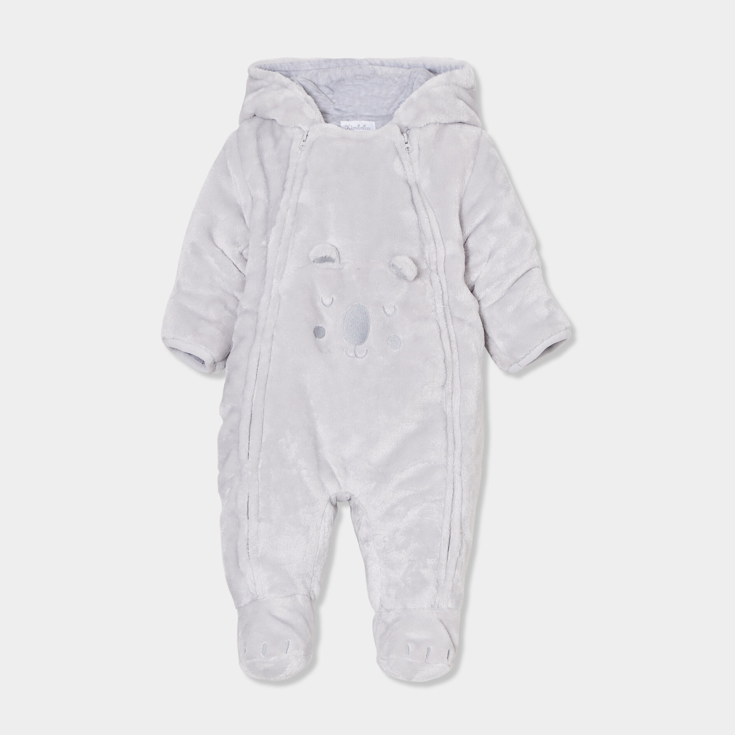 Combinaison pilote effet velours à zip gris bébé garçon