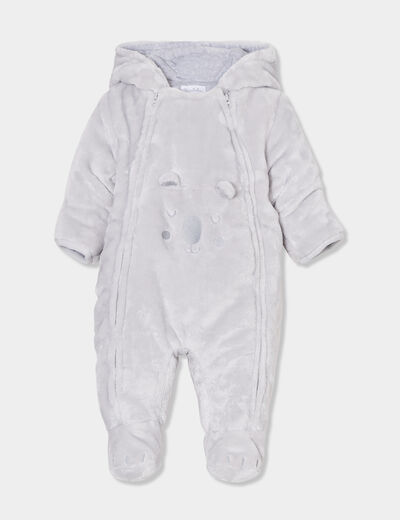 Combinaison pilote effet velours à zip gris bébé garçon