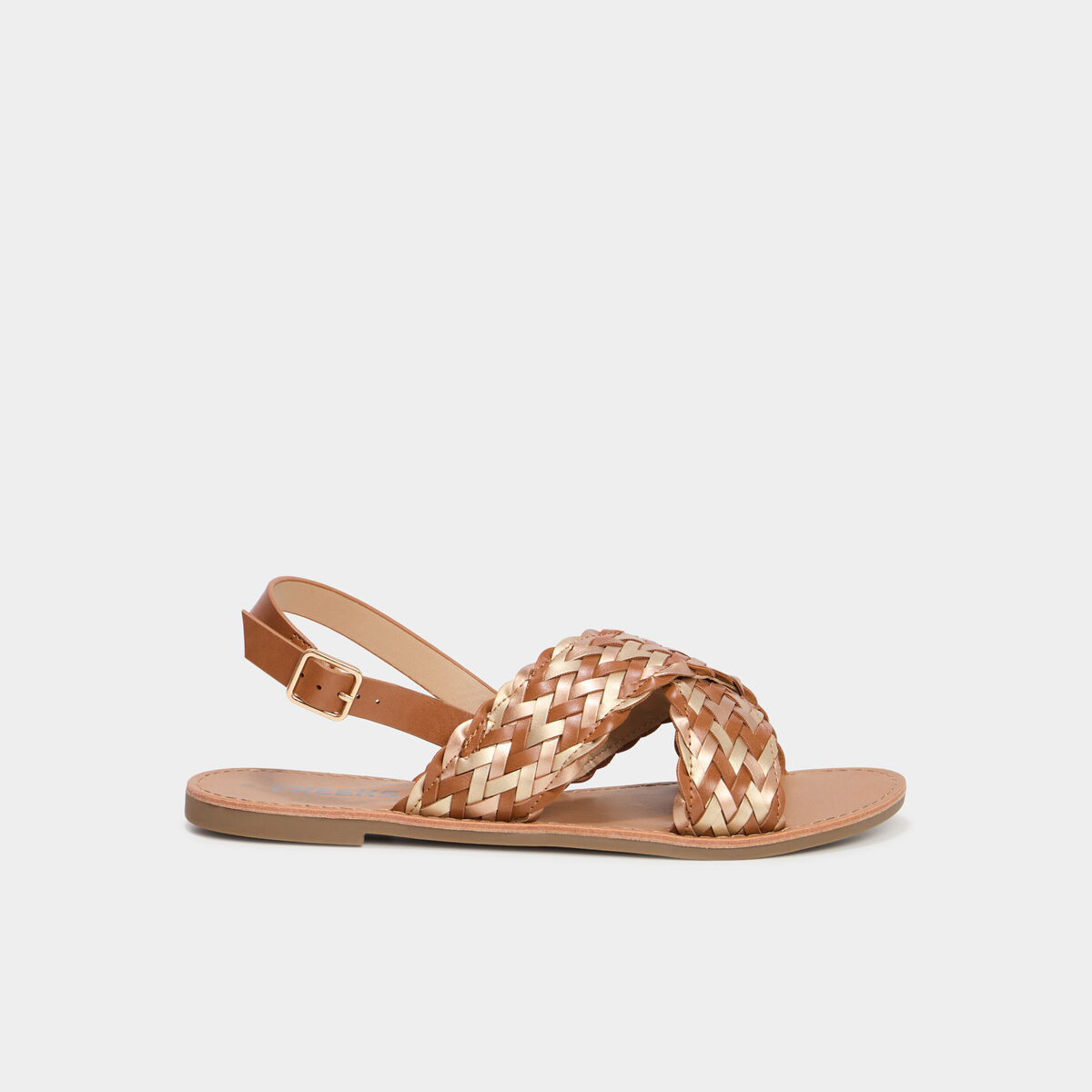 Sandales brides tress&eacute;es crois&eacute;es multicolore femme