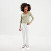 T-shirt manches longues vert kaki femme
