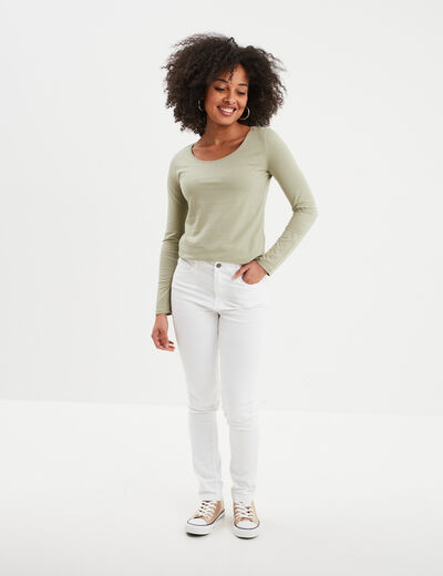 T-shirt manches longues vert kaki femme