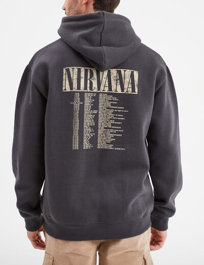 Sweat à capuche hoodie coton Nirvana noir homme
