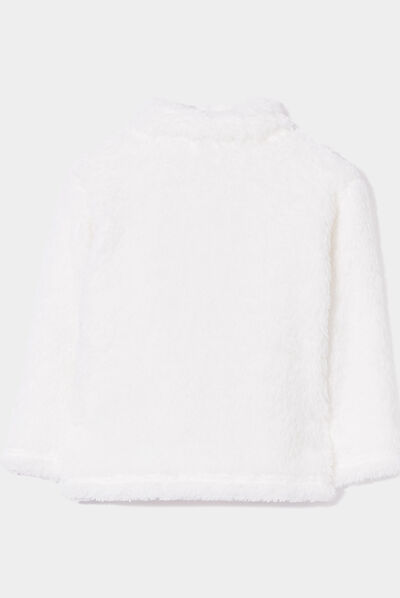 Gilet zippé imitation laine de mouton blanc bébé fille