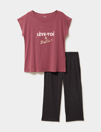 Ensemble pyjama corsaire t-shirt rose framboise femme