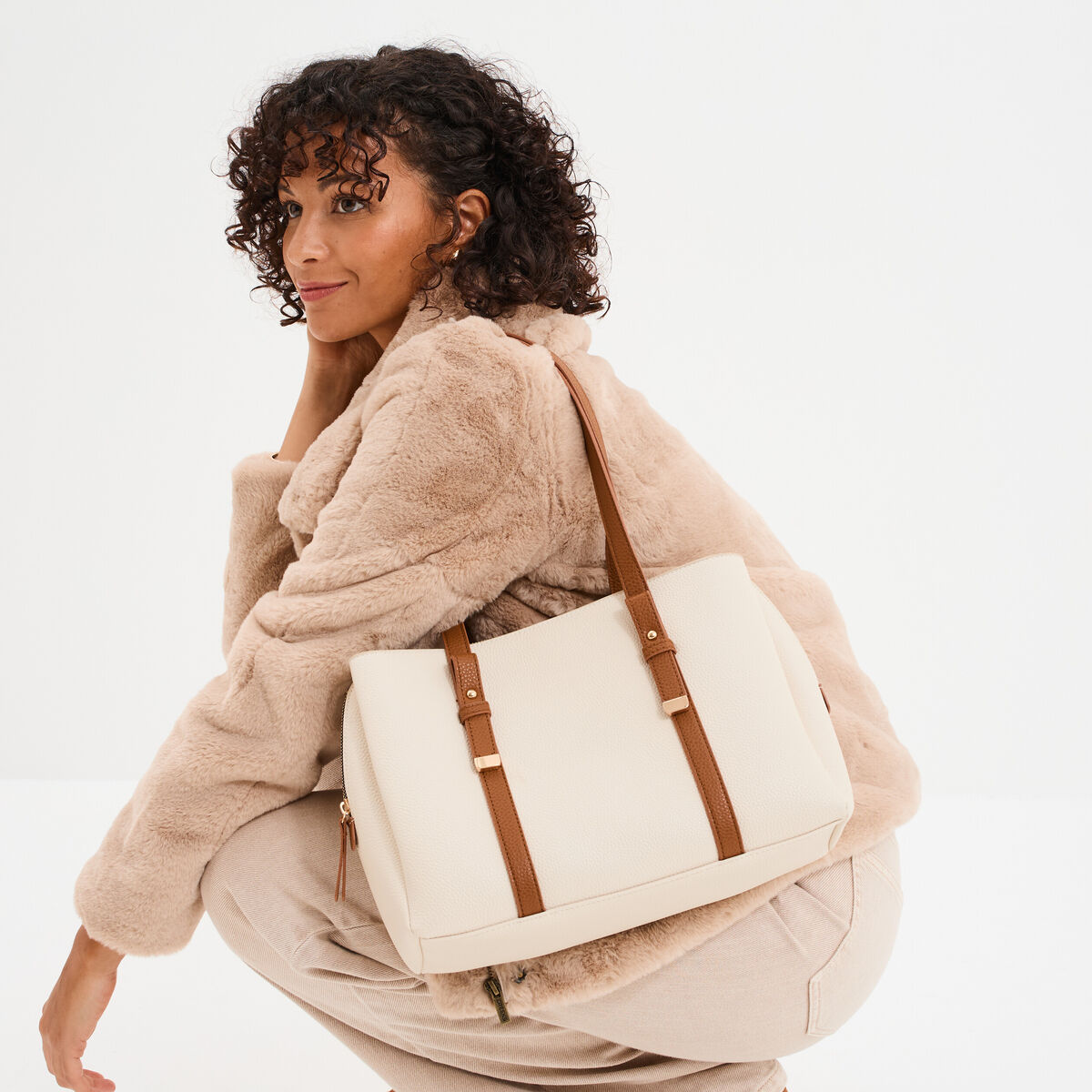 Sac porté-épaule ivoire femme