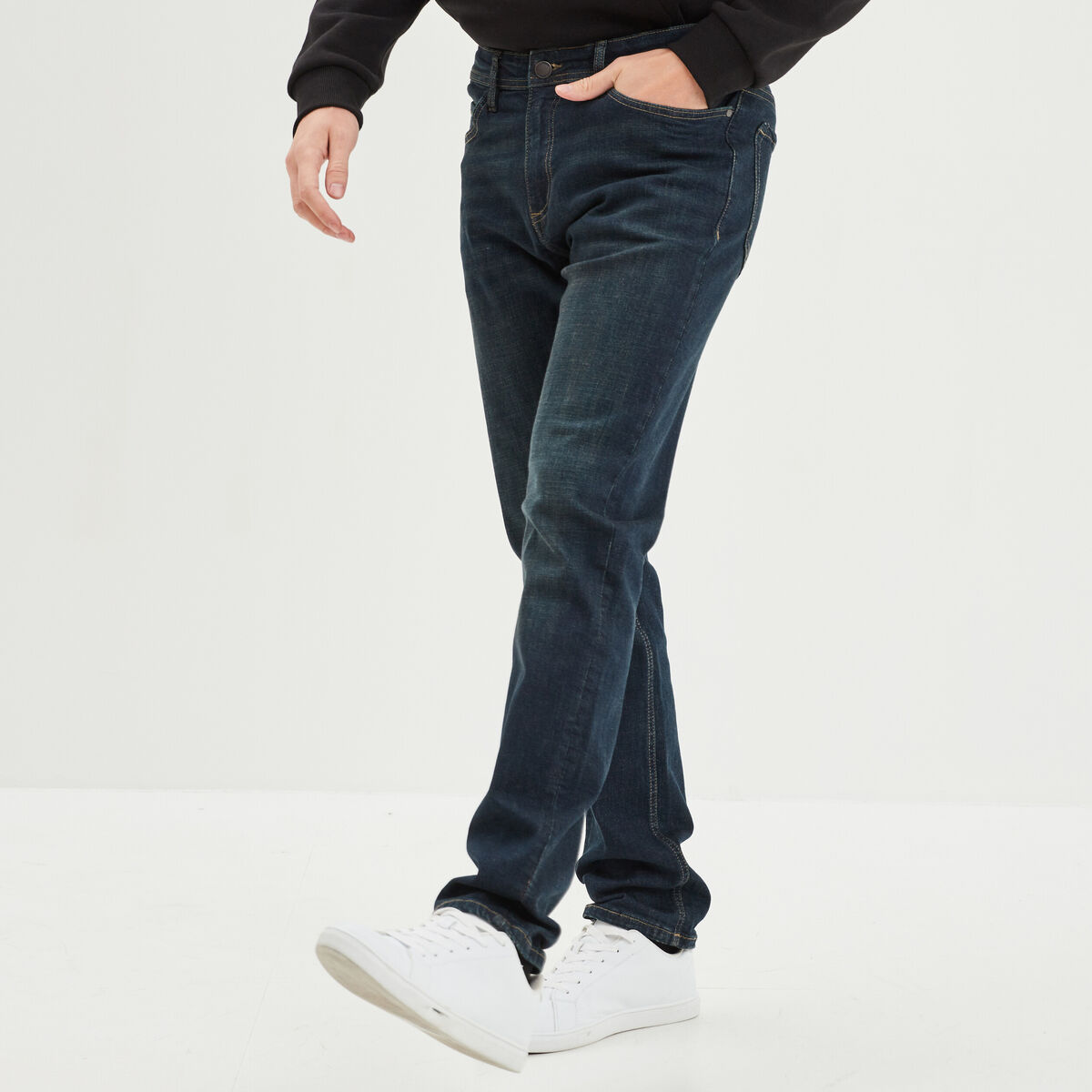 Jeans straight 5 poches Liberto denim brut homme
