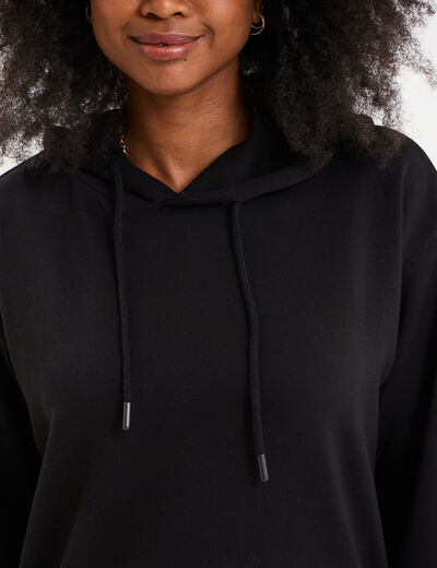Sweat hoodie manches longues à capuche noir femme