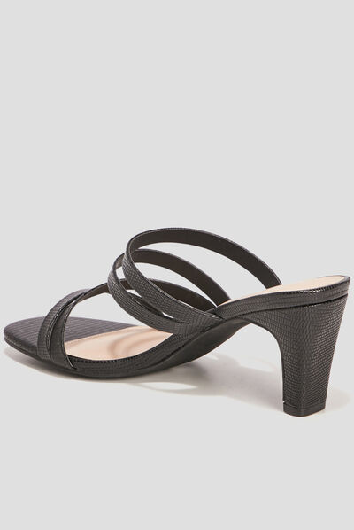 Mules à talons noir femme