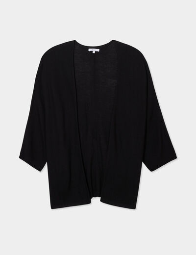 Gilet col ouvert manches 3/4 noir femme grande taille