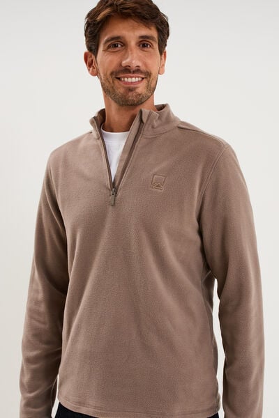 Sweat polaire col camionneur gris homme