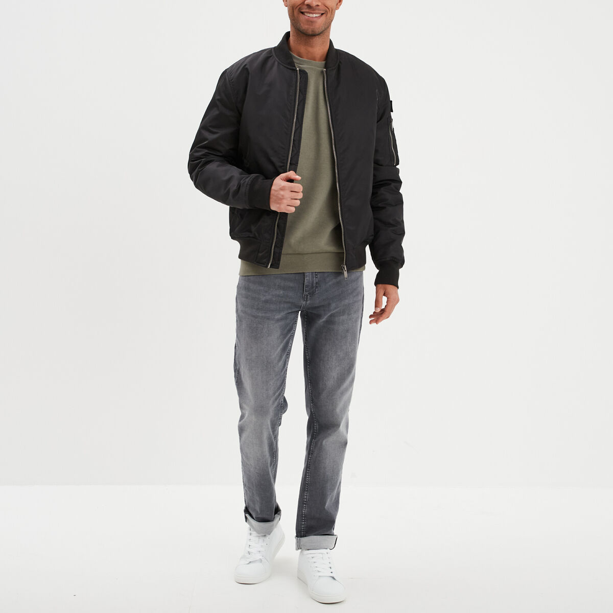 Blouson bomber d&eacute;perlant Liberto noir homme