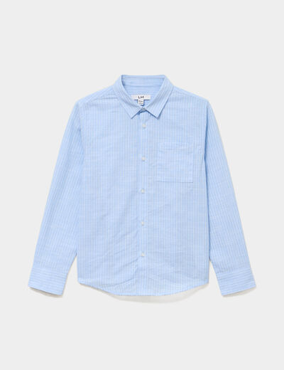 Chemise manches longues coton bleu ciel gar&ccedil;on