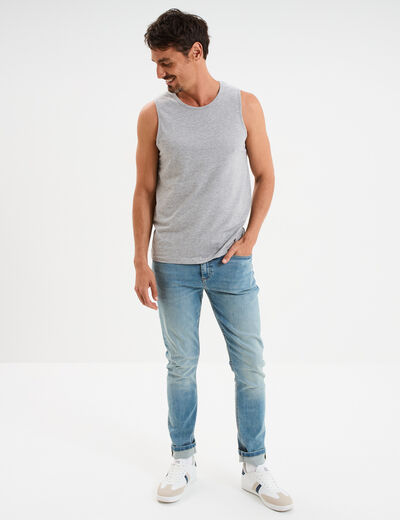 Débardeur col rond bretelles larges gris homme