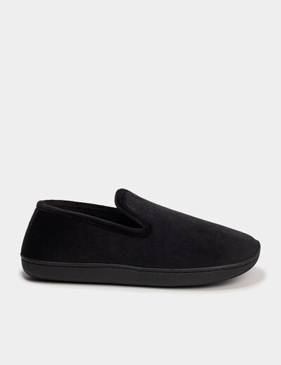 Pantoufles &agrave; bord rond et semelle plate noir homme