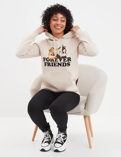 Sweat à capuche hoodie Tic et Tac sable femme