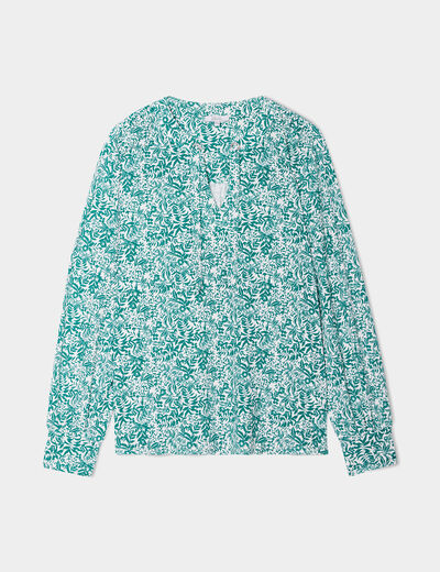 T-shirt col à cordons manches longues blanc femme grande taille